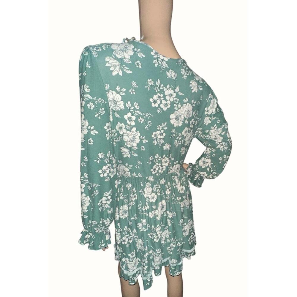 ❤️Birch and Stone Green Floral Ruffle Mini Dress Size G - Picture 5 of 6